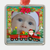 Baby's First Christmas Custom Name Photo Keepsake Ornament Aus Metall (Vorne)