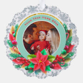 Baby's First Christmas Custom Name Photo Keepsake Ornament Karte (Rückseite)