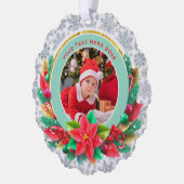 Baby's First Christmas Custom Name Photo Keepsake Ornament Karte (Links)