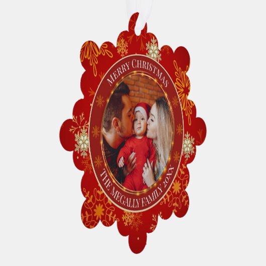 Baby's First Christmas Custom Name Photo Keepsake Ornament Karte (Rechts)