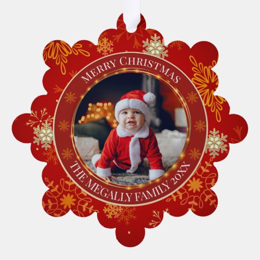 Baby's First Christmas Custom Name Photo Keepsake Ornament Karte (Rückseite)