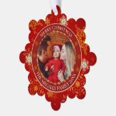 Baby's First Christmas Custom Name Photo Keepsake Ornament Karte (Linke Ecke)