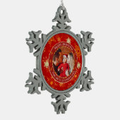 Baby's First Christmas Custom Name Photo Keepsake Schneeflocken Zinn-Ornament (Links)