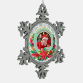 Baby's First Christmas Custom Name Photo Keepsake Schneeflocken Zinn-Ornament (Links)