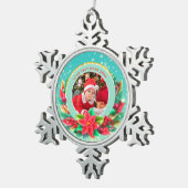 Baby's First Christmas Custom Name Photo Keepsake Schneeflocken Zinn-Ornament (Rechts)