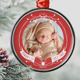 Baby's First Christmas Custom Name Year Photo Ornament Aus Metall