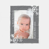 Baby's First Christmas Dark Gray Foto Snowflakes Fleecedecke (Vorderseite)