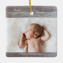 Baby's First Christmas Dark Wood Picture Monogram2