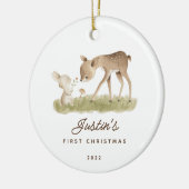 Baby's First Christmas Deer Bunny Keramik Ornament (Links)