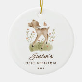 Baby's First Christmas Deer Keramik Ornament (Vorne)