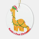 Baby's First Christmas Dinosaurier. Personalisierb Keramik Ornament (Links)