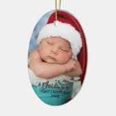 Baby's First Christmas Double Sided Photo Oval Keramik Ornament (Links)