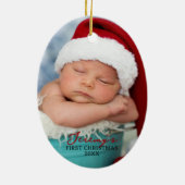 Baby's First Christmas Double Sided Photo Oval Keramik Ornament (Hinten)