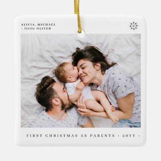 Baby's First Christmas einfaches Foto Keramikornament (Vorderseite)