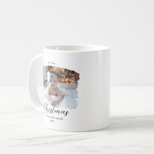 Baby's First Christmas Elegant Moderner Minimal Kaffeetasse (Vorderseite Links)