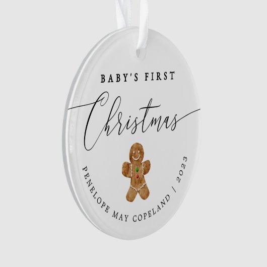 Baby's First Christmas Elegant Script Foto Ornament (Vorderseite)