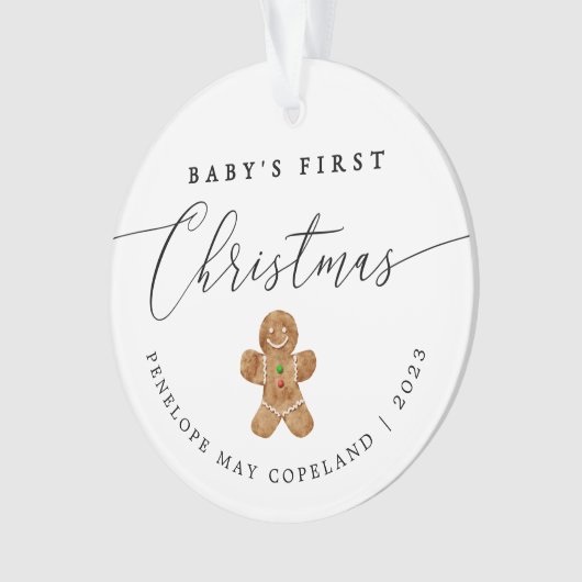 Baby's First Christmas Elegant Script Foto Ornament (Vorderseite)