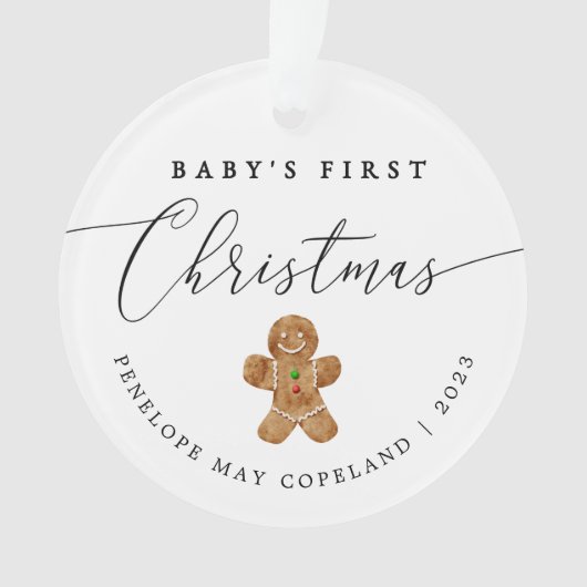 Baby's First Christmas Elegant Script Foto Ornament (Vorderseite)
