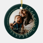 Baby's First Christmas Fa La Custom Baby Foto Keramik Ornament (Vorne)