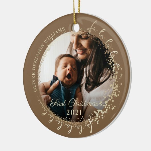Baby's First Christmas Fa La Custom Baby Foto Keramik Ornament (Links)