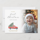 Baby's First Christmas Farm Truck Weihnachtsbaum Karte (Vorderseite)