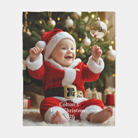 Baby's First Christmas Fleece Blanket Custom Photo (Vorderseite)