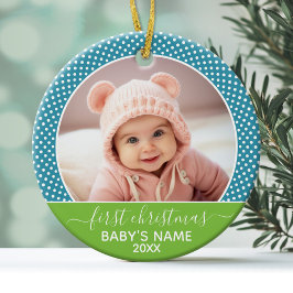 Baby's First Christmas Foto - Blau Limon Keramikornament