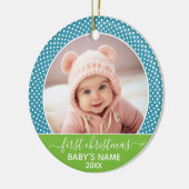 Baby's First Christmas Foto - Blau Limon Keramikornament (Links)