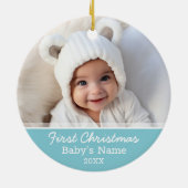 Baby's First Christmas Foto - Blue Boy Hintergrund Keramik Ornament (Hinten)