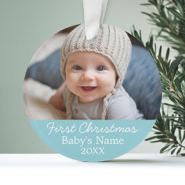 Baby's First Christmas Foto - Blue Boy Hintergrund Ornament