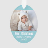 Baby's First Christmas Foto - Blue Boy Hintergrund Ornament (Rückseite)