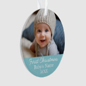 Baby's First Christmas Foto - Blue Boy Hintergrund Ornament (Vorderseite)