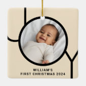 Baby's First Christmas Foto Cream Keramikornament (Rückseite)