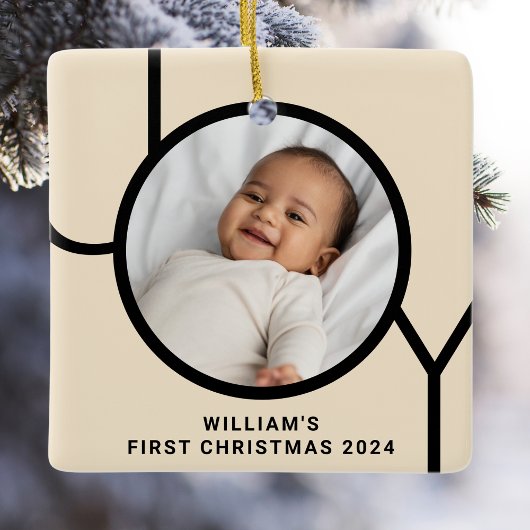 Baby's First Christmas Foto Cream Keramikornament