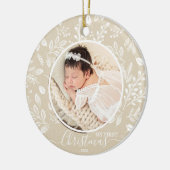 Baby's First Christmas Foto Elfenbein Keramik Ornament (Links)