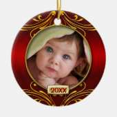 Baby's First Christmas Foto Frame Keramik Ornament (Vorne)