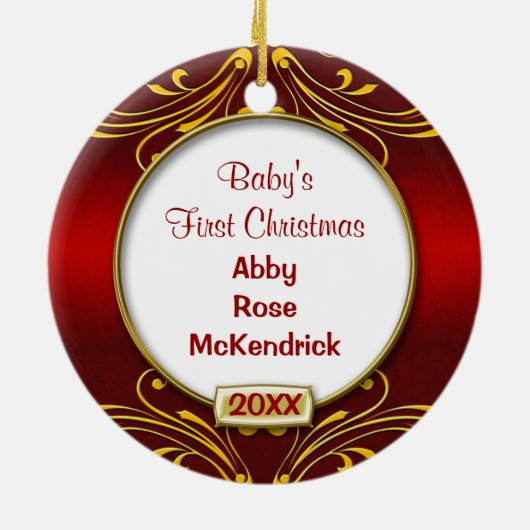 Baby's First Christmas Foto Frame Keramik Ornament (Hinten)