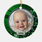 Baby's First Christmas Foto Frame Keramik Ornament (Vorne)