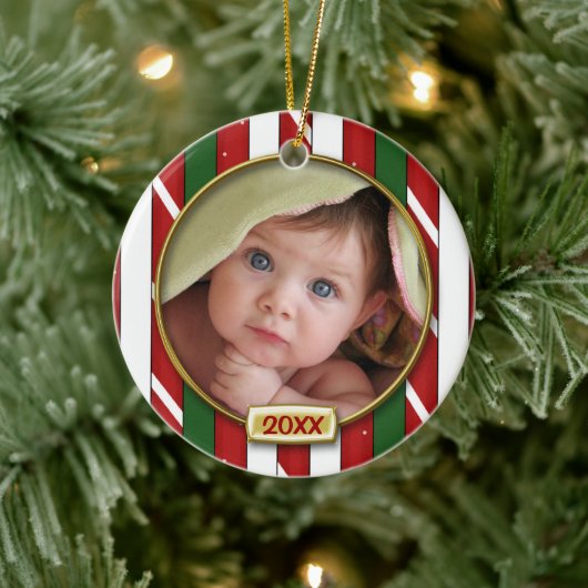 Baby's First Christmas Foto Frame Keramik Ornament (Baum)