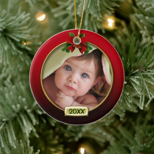 Baby's First Christmas Foto Frame Keramikornament (Baum)