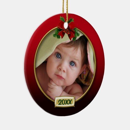Baby's First Christmas Foto Frame Keramikornament (Rechts)