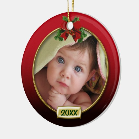 Baby's First Christmas Foto Frame Keramikornament (Links)