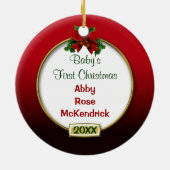 Baby's First Christmas Foto Frame Keramikornament (Hinten)