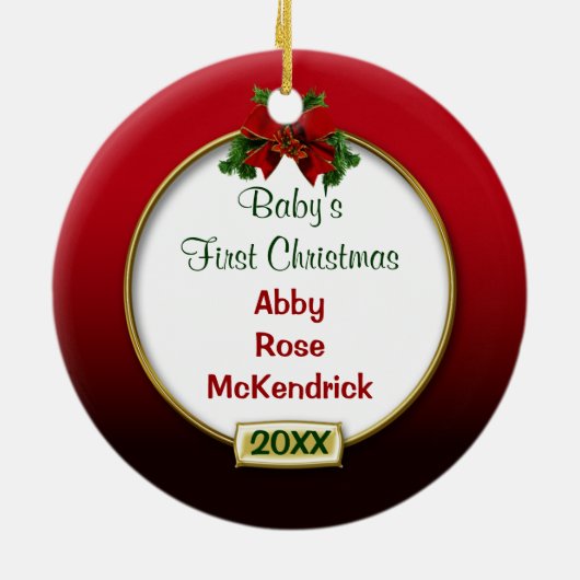 Baby's First Christmas Foto Frame Keramikornament (Hinten)