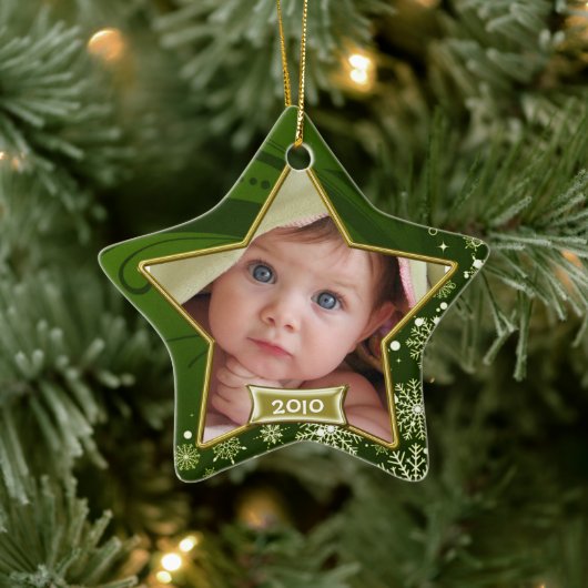 Baby's First Christmas Foto Frame Keramikornament (Baum)