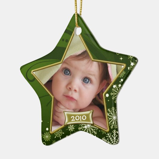 Baby's First Christmas Foto Frame Keramikornament (Links)