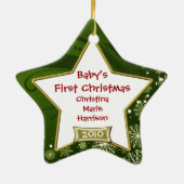 Baby's First Christmas Foto Frame Keramikornament (Hinten)