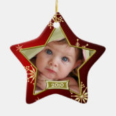 Baby's First Christmas Foto Frame Keramikornament (Vorne)