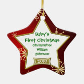 Baby's First Christmas Foto Frame Keramikornament (Hinten)