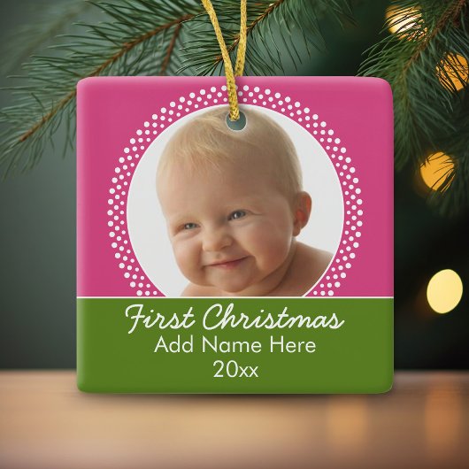 Baby's First Christmas Foto Frame Keramikornament